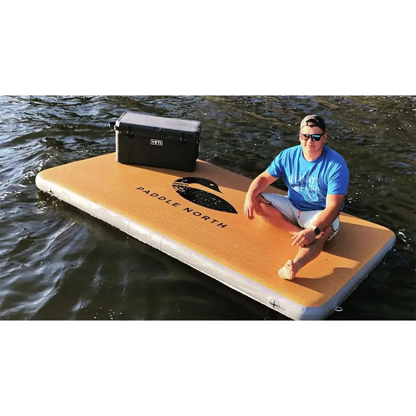 Tùy Chỉnh Hạt Gỗ Inflatable Pontoon Nổi Nền Tảng Đảo Bè Du Thuyền Dock Jet Ski Station