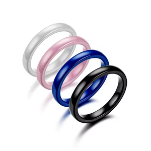 Mode européenne et américaine, bague en céramique ronde de 3 mm, anneaux de couple coréens simples à surface lisse 2024 - Product Image 1