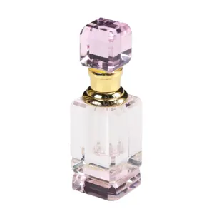 Nuevo estilo de lujo transparente 3ml K9 cristal vacío Rosa botella de Perfume Rosa corte facetado Parfum