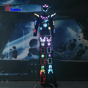 หมวกกันน็อคอัลตร้าไอรอนแมน LED หุ่นยนต์อนาคตไฟเบอร์ออปติกชุดเต้นรำสำหรับแสดงบนเวทีชุดเต้นรำ - Product Image 3