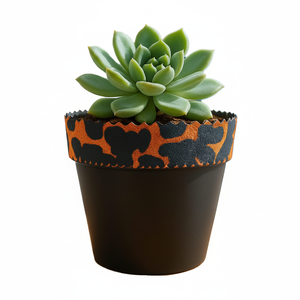 NF Lauren Black Leopard Flower Pot Private Label Hand Painted Decorative <b>Plastic</b> Garden <b>Planter</b> Animal Print Desktop Plant Pot - Product Image 2