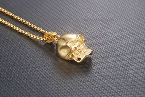 Bijoux Hiphop hommes gothique biker plaqué or 316L acier inoxydable tête de mort pendentif - Product Image 5
