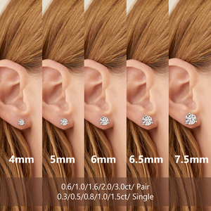 Boucles <span class=keywords><strong>d</strong></span>'oreilles en moissanite pour filles, argent sterling 925, coupe ronde, <span class=keywords><strong>diamant</strong></span> de laboratoire cultivé, moissanite pour femmes <span class=keywords><strong>et</strong></span> hommes, plaqué <span class=keywords><strong>or</strong></span> <span class=keywords><strong>blanc</strong></span> - Product Image 5