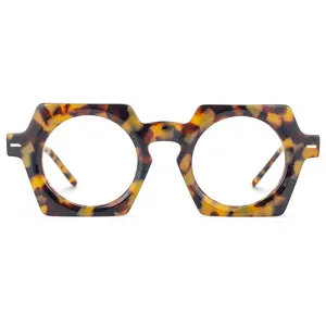 New Designer Fashion Round Opticals Frames Spectacle Eyeglasses Frames Acetate Metal Optical Glasses