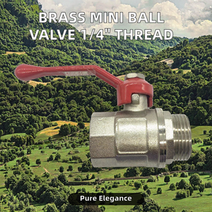 Mini Válvula de Bola de Latón 1/4" con Rosca Externa Macho, Conexión para Manguera, Mango Rojo, Resistente al Óxido, Manual, Marca OEM C-Way, para Agua - Product Image 2