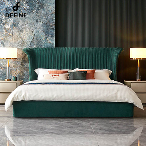 Set di Mobili per Camera da <span class=keywords><strong>Letto</strong></span> di Lusso Vintage <span class=keywords><strong>Verde</strong></span>, <span class=keywords><strong>Letto</strong></span> Matrimoniale <span class=keywords><strong>Verde</strong></span> Scuro con Testiera a Forma di Ala - Product Image 2