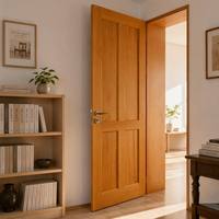 Porte intérieure en bois massif, style moderne du milieu du siècle, à charnière simple, pour entrée principale, design de porte en bois pour chambre à coucher