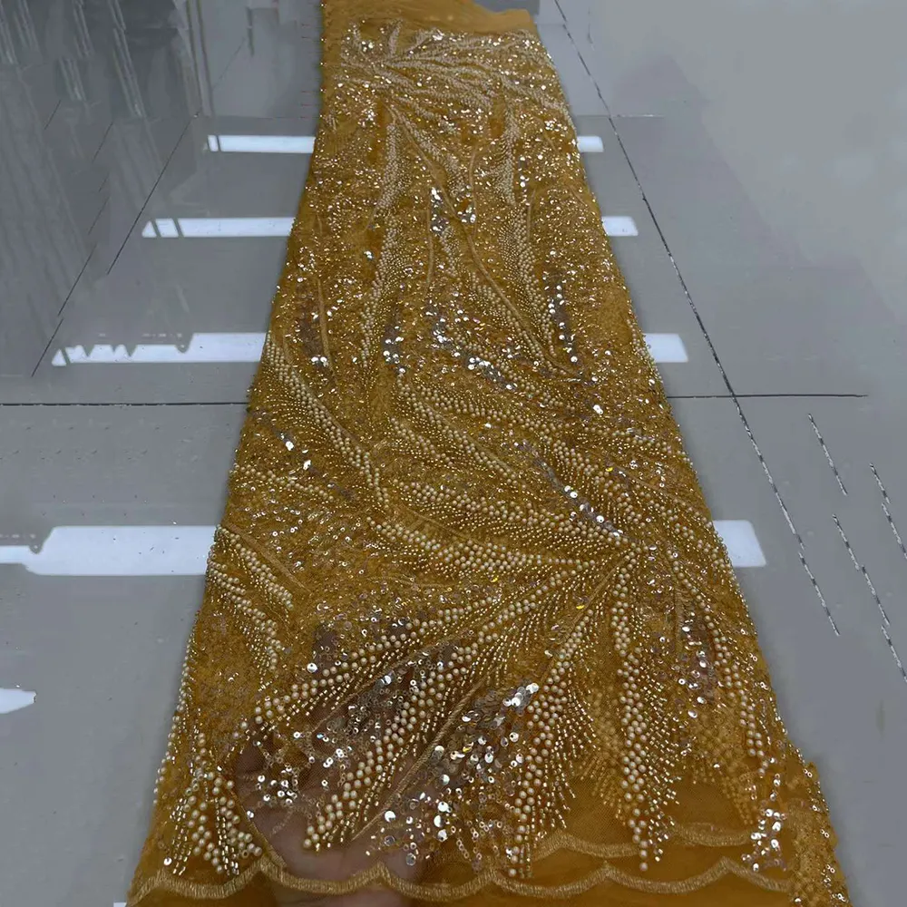 최고 판매 스팽글 레이스 스팽글 패브릭 무거운 수제 패션 프랑스 레이스 패브릭 스팽글 무거운 페르시 여성 파티 드레스