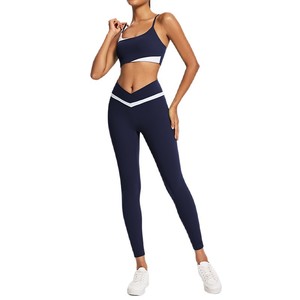 Conjunto de traje de Fitness adelgazante de tela renovable respetuosa con el medio ambiente con bloqueo de Color, traje de Yoga adelgazante para deportes al aire libre, <span class=keywords><strong>S</strong></span> para mujer - Product Image 1