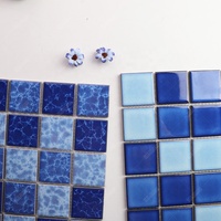 Carrelage de piscine en céramique glacée bleu carré, 48x48mm, mosaïque imperméable, piscine 2x2, pour hôtel, salle de bain, douche, Spa, bon marché