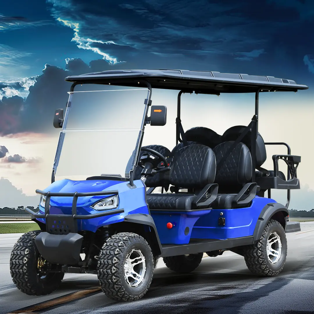 Carrinho de golfe elétrico levantado off road 72v para 4 pessoas com bateria de lítio