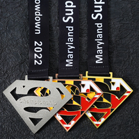 Lanière de sublimation personnalisée métal creux championnat super hero médaille de course