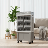 Refroidisseur d'air évaporatif portable 20L 80W avec commande par bouton, 3 vitesses, minuterie 12H, glacières offertes, 360° °   Roues en option, plateau en verre