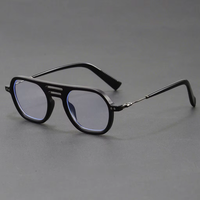 Nouvelles Lunettes Photochromiques Anti-Lumière Bleue Rétro à Monture Ronde pour Hommes, Double Pont, Tendance