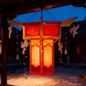 Lanterne acrylique chinoise moderne | Lampe de palais de style <span class=keywords><strong>zen</strong></span> pour salon de thé, couloir, décor d'hôtel | Suspension personnalisable - Product Image 1