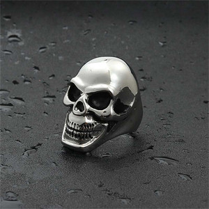 Skeleton Skull <b>Ring</b> <b>Silver</b> Men's Punk Style Retro Fashion Jewelry 260109 - Product Image 2