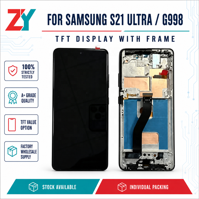 For Samsung S21ultra/G998 HD+ TFT LCD Touch Screen Display Frame for Mobile Phone Repair Replacement 1 Year Warranty 400cd+