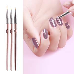 Rose Gold <b>Nail</b> Art Liner Brush Flat Nylon Hair Acrylic UV Gel Drawing Painting <b>Extension</b> Builder Tool for Manicure <b>Nail</b> Design - Product Image 1