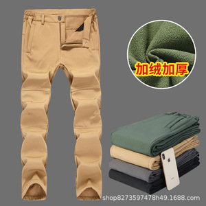 Pantalon tactique imperméable doublé polaire Softshell chaud pour activités de plein air, randonnée, alpinisme, ski, unisexe, taille mi-haute - Product Image 5