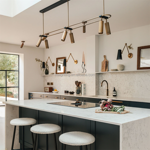 Modern <strong>Home</strong> Decor 6 <strong>Lights</strong> LED Spotlight Simple Wabi Sabi Dining Room Kitchen Island Brass Rectangular Linear Pendant <strong>Light</strong> - Product Image 5