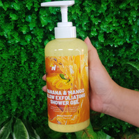 Gel douche exfoliant blanchissant rafraîchissant pour la peau de marque privée aux fruits biologiques banane mangue gel douche exfoliant
