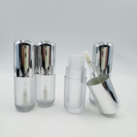 Tube de gloss à lèvres vide en plastique dépoli avec bouchon argenté électroplaqué et applicateur – Emballage cosmétique personnalisable