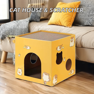 Árvore para Gatos Interna Sustentável e Moderna de Luxo, Casa para Gatos de Papelão com 2 Arranhadores de Papelão Ondulado para Escalar e Descansar - Product Image 2