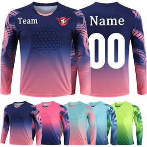 Camiseta de Portera de Fútbol Femenino, Manga Larga, Color Degradado, Sublimada, Absorbe la Humedad, Transpirable, Cuello en V, Corte Atlético - Product Image 2