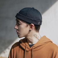 Gorra de béisbol Sin borde de moda, visera Retro, puño enrollado, gorra de melón Docker, ajustable para hombre, Calavera, moda, marinero, deporte, sombreros para papá