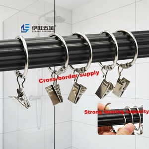 EWANG En gros Accessoires de salle de bain : Anneau de rideau à feuilles mobiles et pince de suspension - Product Image 1