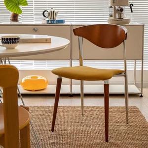 Modern European High-End Restaurant <b>Dining</b> <b>Chair</b> Solid Wood Metal Backrest Soft Design Hotel Commercial Outdoor Bedroom School - Product Image 1