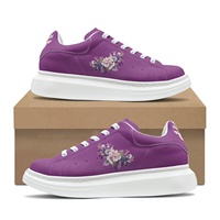 Logo personnalisé motif de fleurs tropicales MQ chaussures classiques de skateboard chaussures de sport pour hommes en vrac en cuir semelle épaisse baskets décontractées
