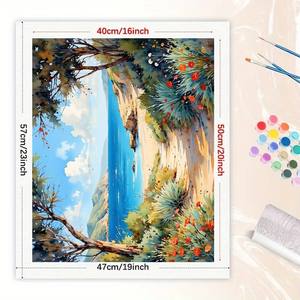 Kit de peinture par numéros de chemin côtier pour adultes-<span class=keywords><strong>Sentier</strong></span> de bord de mer bricolage avec fleurs 16x20 pouces, décoration d'art sans cadre ou cadeaux - Product Image 2