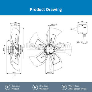 Ventilador Axial de Refrigeración para A6D630-AD01-01, 400 VCA, 860 RPM, 710 W, 1.34 A, Rodamiento de Bolas, OEM - Product Image 4
