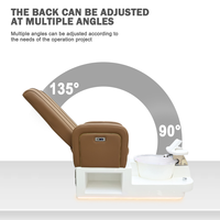 Fauteuil de pédicure électrique inclinable de luxe avec éclairage et pompe à jets pour salon de manucure