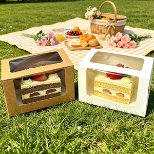 Boîtes à gâteaux en carton kraft biodégradables, recyclables, imperméables, de qualité alimentaire, imprimées sur mesure, pour cupcakes, pâtisseries, <span class=keywords><strong>biscuits</strong></span>, boulangeries - Product Image 2