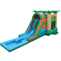 Structure gonflable Justfun JFIC-282 avec toboggan double piste humide/sèche, piscine amovible et installation facile