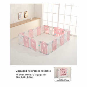Parc de jeu pliable extra large pour bébé, 18+2 panneaux, rose et blanc, clôture d'activités pour tout-petits, pour la maison et la garderie, 1,88x2,25m - Product Image 1