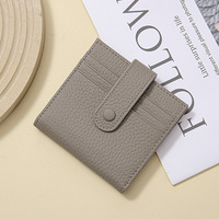 Dompet RFID Wanita Kulit Sapi Lapisan Atas Dompet Kartu Mini Ramping Korea Tas Koin Ritsleting