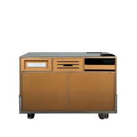 Meuble de café mobile multifonctionnel en bois au design tendance avec prise, stand pliable pour voiture