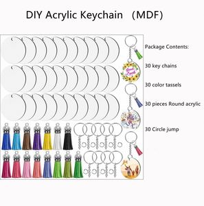Circle Rectangle Acrylic <b>Blank</b> Sublimation Keychain <b>Blank</b> Key <b>Ring</b> Sublimation Acrylic Key Chains <b>Blanks</b> Tassels Set DIY Printed - Product Image 4