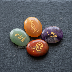 Juego de Piedras Preciosas de Feng Shui Rozrin Crystals Rkset-30, Talladas a Mano, Ovaladas, Pulimentadas, con Temática de Amor, Símbolos Dorados, Arte Coleccionable - Product Image 2