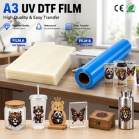 Qinyu 100 feuilles A3 Film DTF UV AB PET 100µm à faible transfert de chaleur pour gobelets