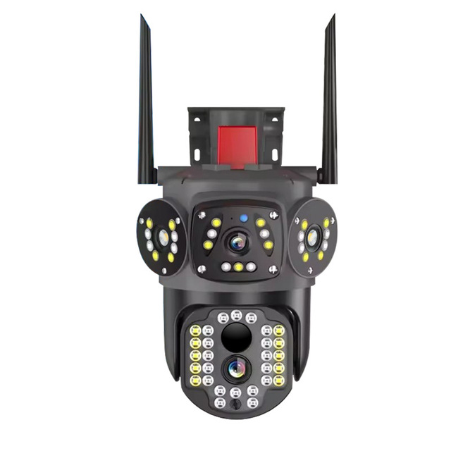 Rscamtom V380 Pro 12MP Three Lens Farm Cc Tv Camera Red Alarm Color Night Vision Automatic Tracking Wifi Security Camera