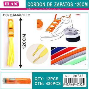 Lacci per Scarpe Ilan 120 Cm Gialli per Sneakers, Confezione da 12 Pezzi - Product Image 1