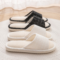 Nouvelles pantoufles pour femmes et hommes, style japonais, en lin, printemps/automne/été, intérieur, silencieuses, antidérapantes, chaussures de couple