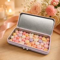 Boîte en métal rectangulaire rose personnalisée avec mécanisme d'ouverture à bouton-poussoir, étui métallique pour emballage de bonbons à la menthe, vente en gros