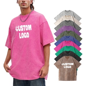 T-Shirt unisexe 100% coton minéral de haute qualité uni blanc vintage pierre gris noir personnalisé surdimensionné lavé à l'acide - Product Image 2