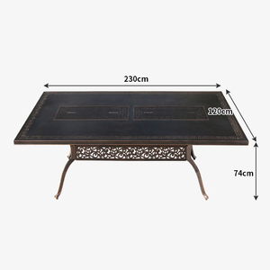 <b>Dual</b> Charcoal Grill Table Cast Aluminum Outdoor Dining Table <b>BBQ</b> Grilling Table for Villa- Courtyard Garden - Product Image 1