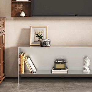 Soporte de TV Moderno de Acero Inoxidable con Estantes de Almacenamiento, Consola Multimedia Minimalista para Sala de Estar - Product Image 3